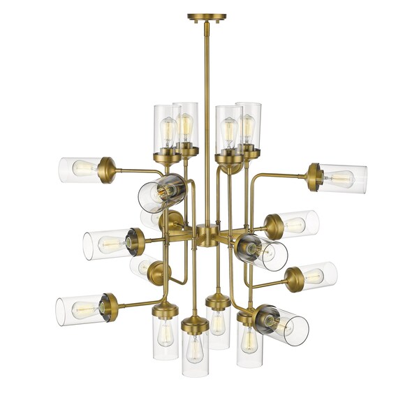 Calliope 20 Light Pendant, Foundry Brass & Clear